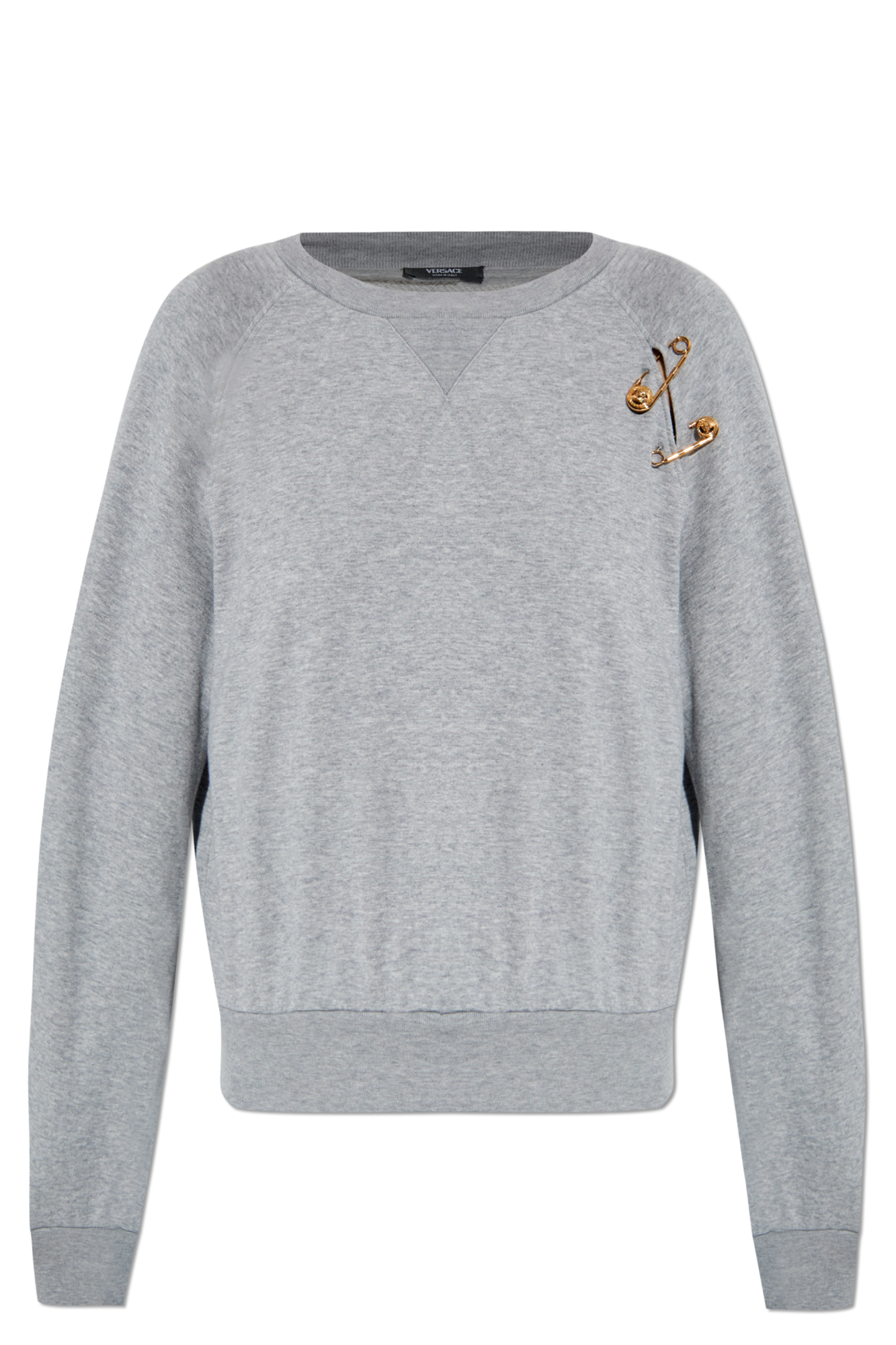 スウェット・トレーナー VERSACE Sweatshirt gray Grey Sweatshirt with decorative safety pins Versace - Vitkac AS